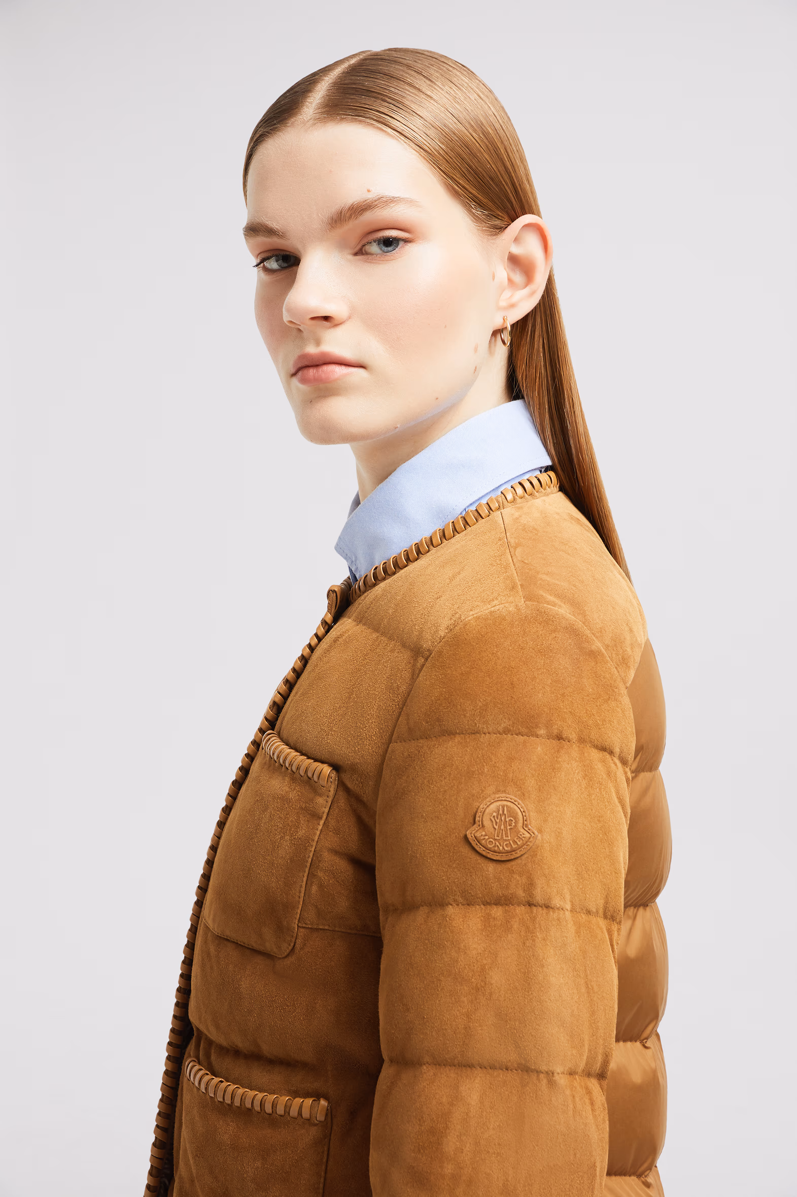 Lassay Suede Short Down Jacket Women Light Brown Moncler 4